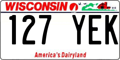 WI license plate 127YEK