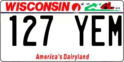 WI license plate 127YEM