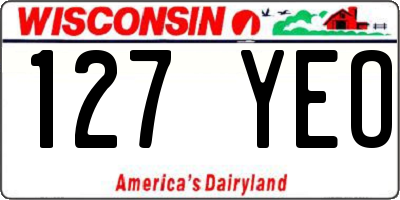 WI license plate 127YEO