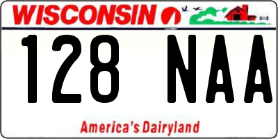 WI license plate 128NAA