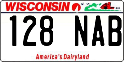 WI license plate 128NAB