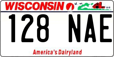 WI license plate 128NAE