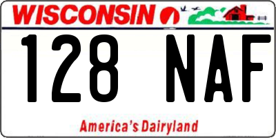 WI license plate 128NAF