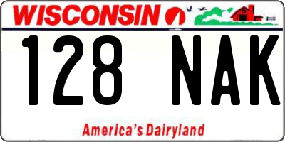 WI license plate 128NAK