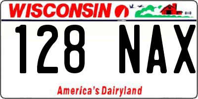 WI license plate 128NAX