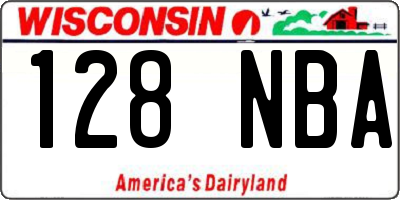 WI license plate 128NBA
