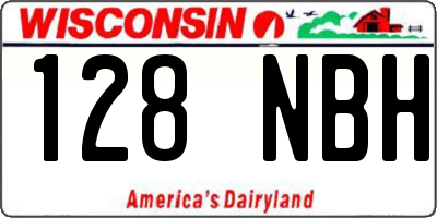 WI license plate 128NBH