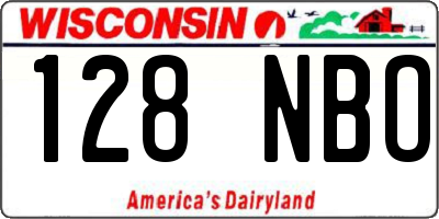 WI license plate 128NBO