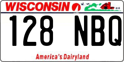 WI license plate 128NBQ