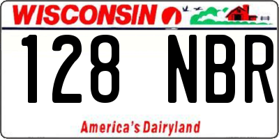 WI license plate 128NBR