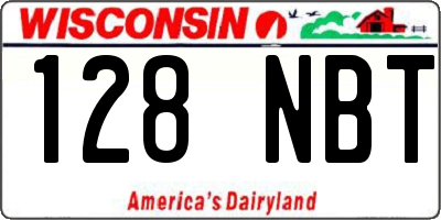 WI license plate 128NBT