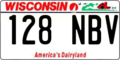 WI license plate 128NBV