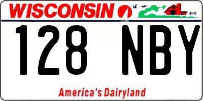 WI license plate 128NBY