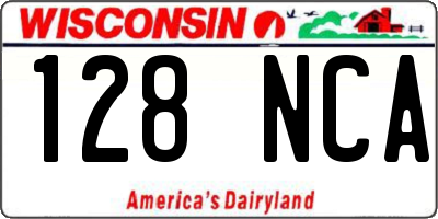 WI license plate 128NCA