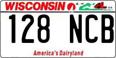 WI license plate 128NCB