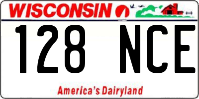 WI license plate 128NCE