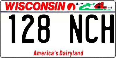 WI license plate 128NCH