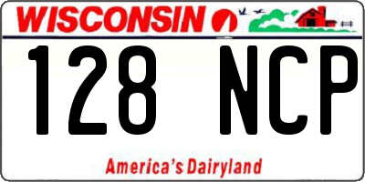 WI license plate 128NCP