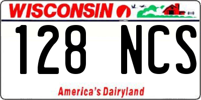 WI license plate 128NCS