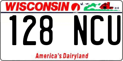 WI license plate 128NCU