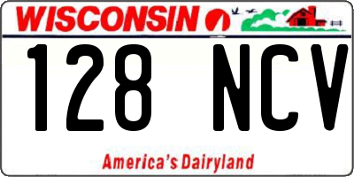WI license plate 128NCV
