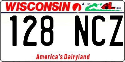 WI license plate 128NCZ
