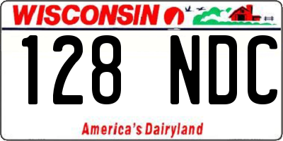 WI license plate 128NDC