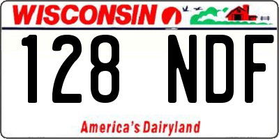 WI license plate 128NDF