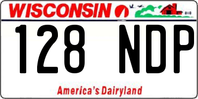WI license plate 128NDP