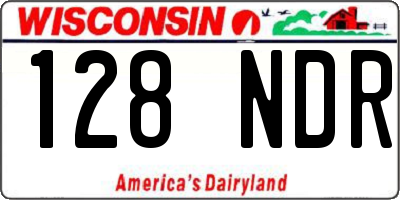 WI license plate 128NDR