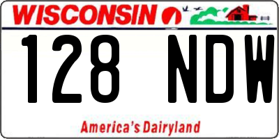 WI license plate 128NDW