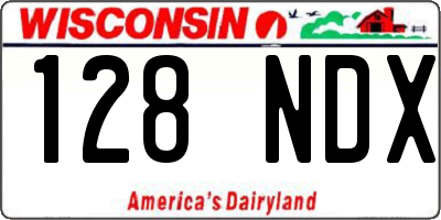 WI license plate 128NDX