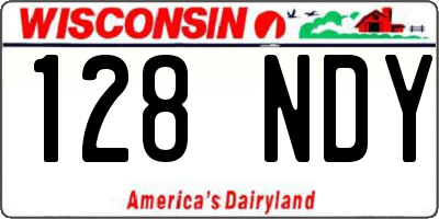 WI license plate 128NDY