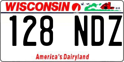 WI license plate 128NDZ