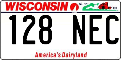 WI license plate 128NEC