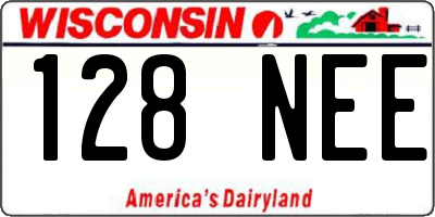 WI license plate 128NEE