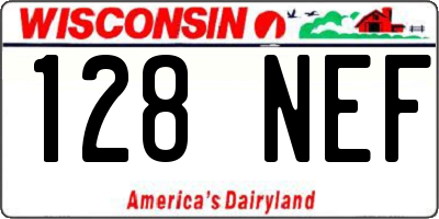 WI license plate 128NEF