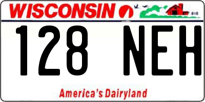 WI license plate 128NEH