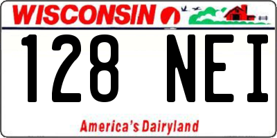 WI license plate 128NEI