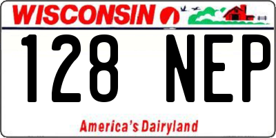 WI license plate 128NEP
