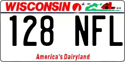 WI license plate 128NFL