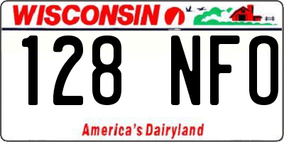 WI license plate 128NFO