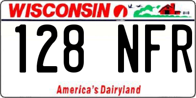 WI license plate 128NFR