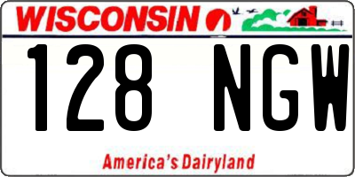 WI license plate 128NGW