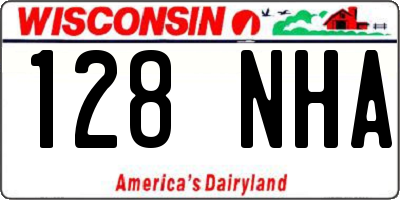 WI license plate 128NHA