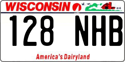 WI license plate 128NHB