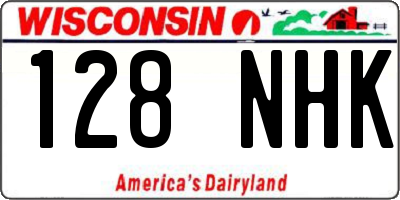 WI license plate 128NHK