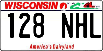 WI license plate 128NHL