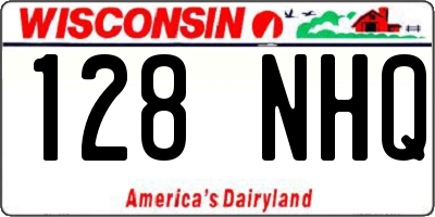WI license plate 128NHQ
