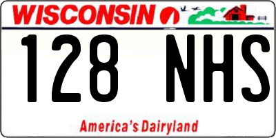 WI license plate 128NHS